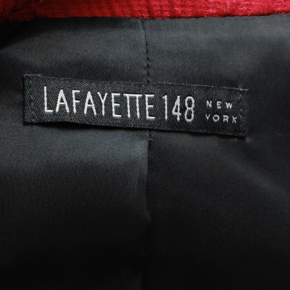 Lafayette 148 New York Open Front Blazer Jacket Size 8 Red Silk Blend Holiday - Picture 8 of 9